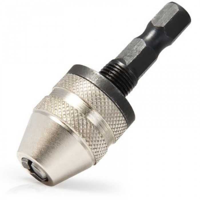 0.3-3.6mm Keyless Drill Chuck Hex Shank Adapter Converter Silver
