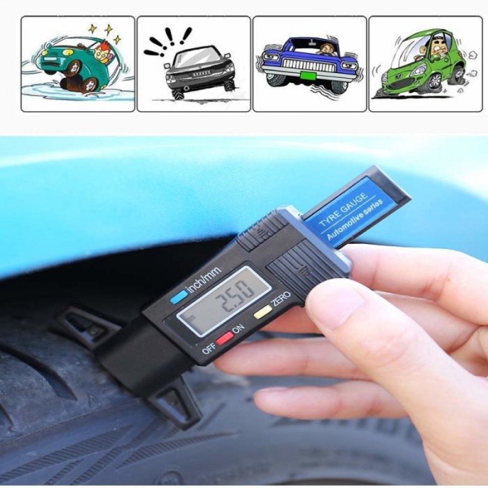 0-25.4mm Tire Thread Depth Gauge LCD Digital Measurer Tire Tester Tool for Cars Trucks Vans SUV