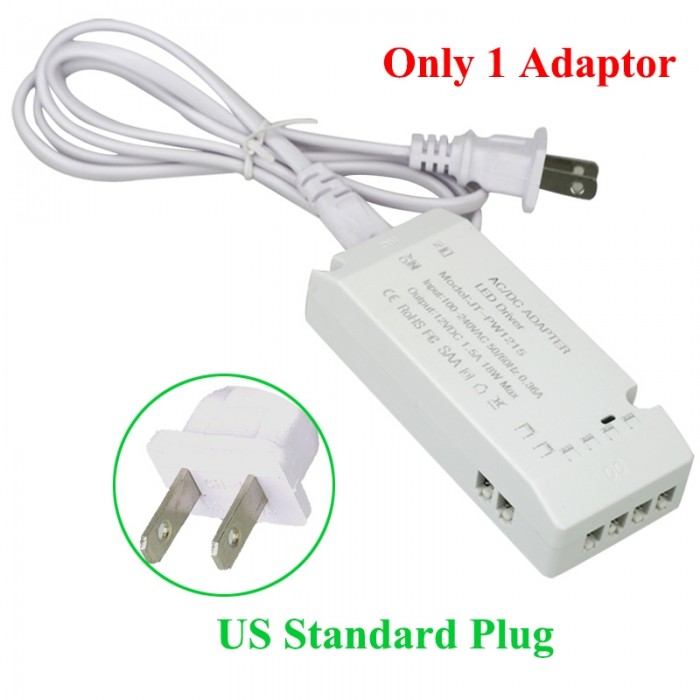 6 Wire Connection Port Power Adaptor for Cabinet Light - US Plug
