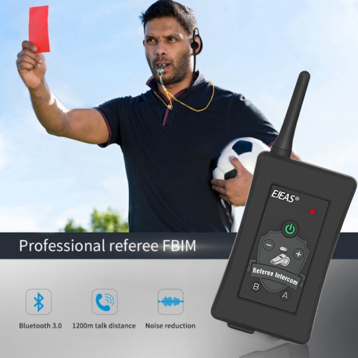 FBIM Four-Way Bluetooth Referee Headset with Armband Case 1.2Km Waterproof Walkie Talkie for Soccer Football Coaches