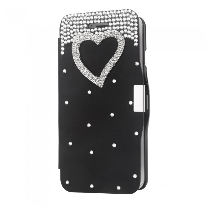 Magnetic Flip PU Leather Hard Skin Ultra Slim Pouch Wallet Case Cover Bling Diamond Rhinestone Crystal for 5.5