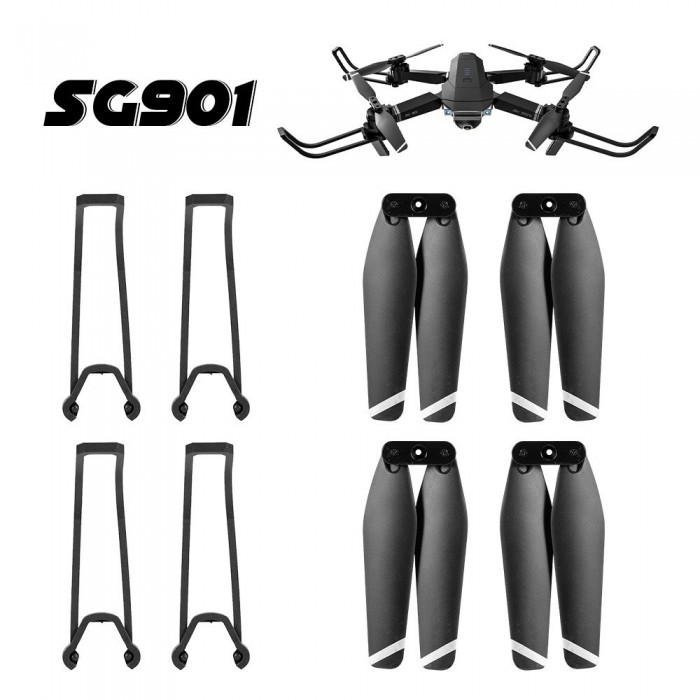 2 Pairs Drone Propeller Quick Release Folding Propellers 4 Propeller Guard Protective Frame Set for SG901 SG907 RC Drone RC Quadcopter Spare Parts