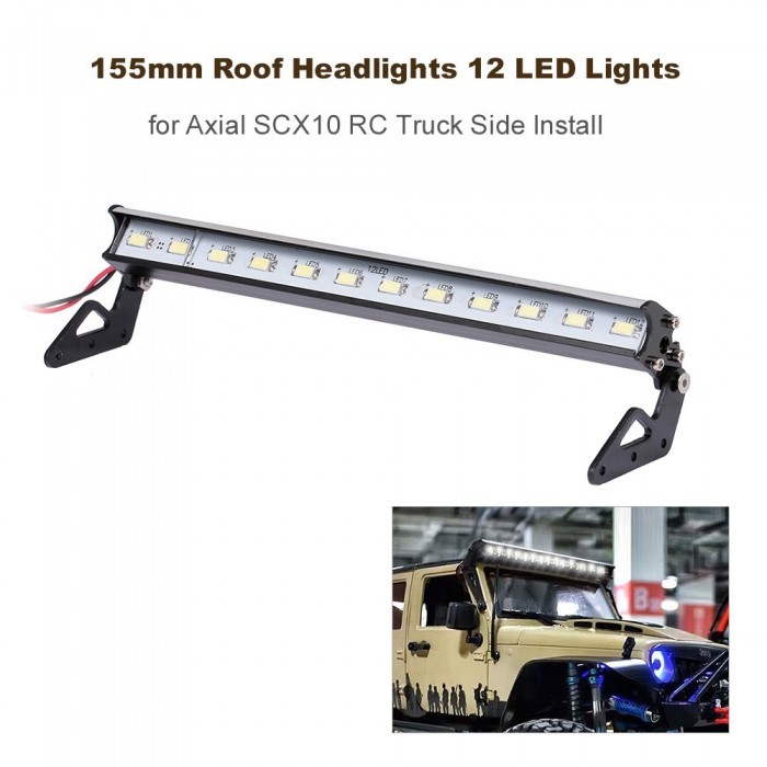 155mm Roof Headlights RC Off-Road Dome 12 LED Lights for Axial SCX10 RC Truck Side Install