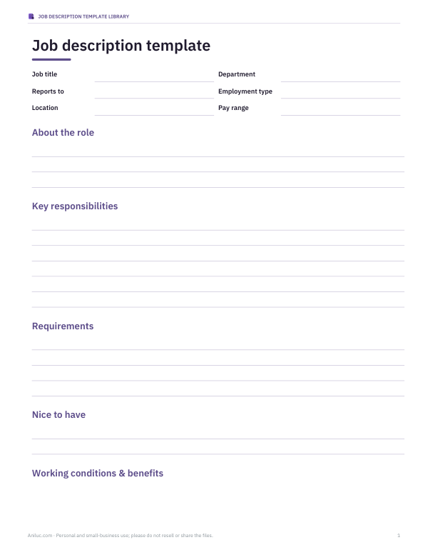 Preview of Job Description Template Pack